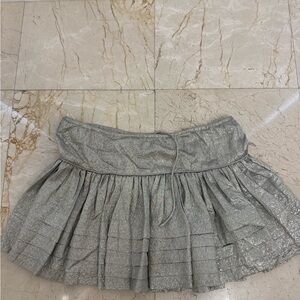 Rochas Metallic Silver A-Line Skirt